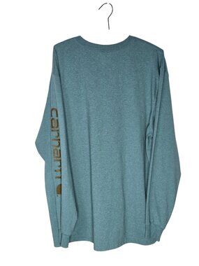 Carhartt Mens Teal Long Sleeve Loose Fit Shirt With Logo Graphic